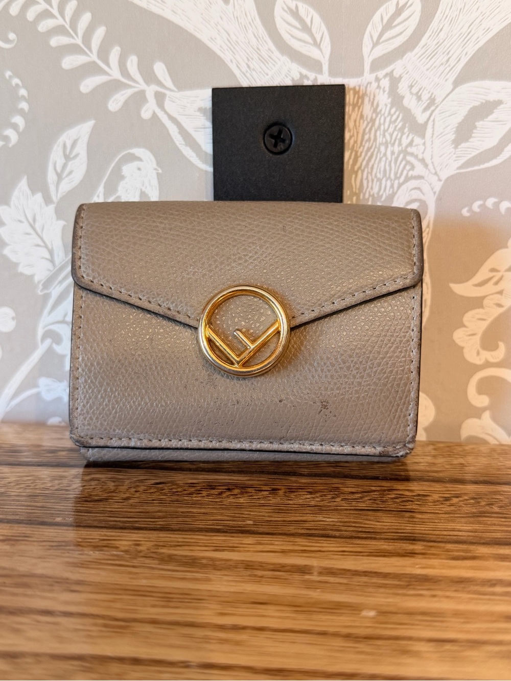 Fendi Mini Wallet Pebbled Leather Gold Hardware